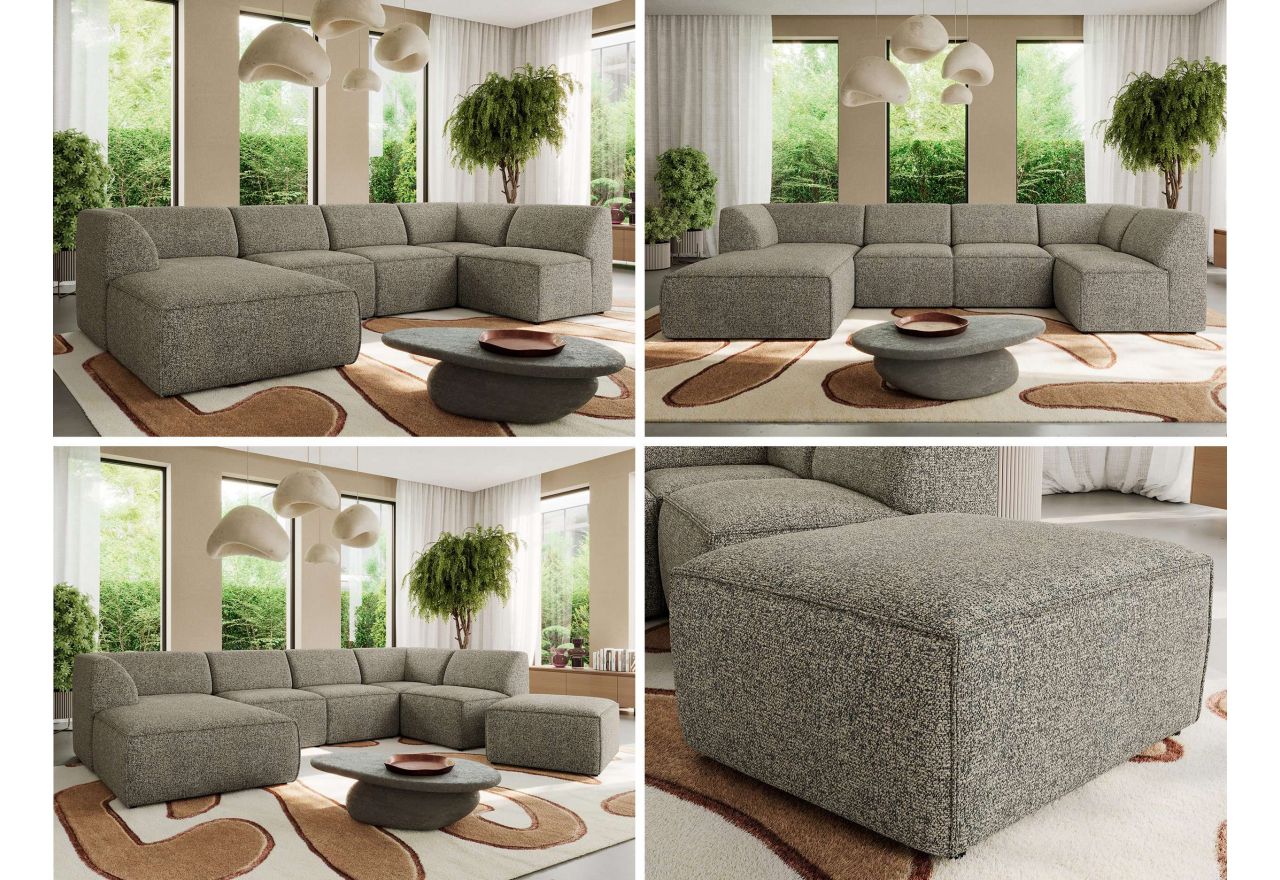 Narożnik MODARO U 6M - strona lewa - szary, struktura