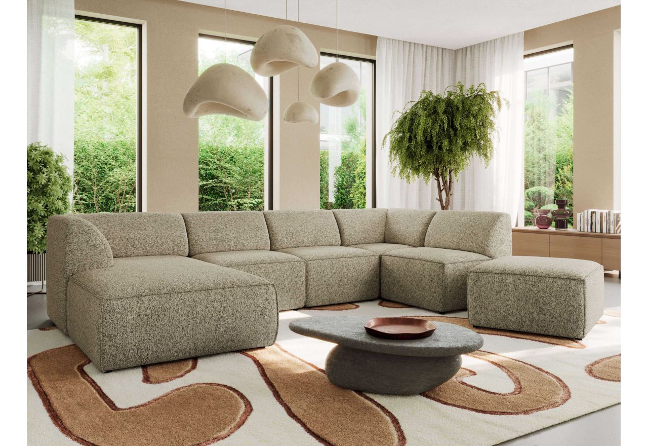 Narożnik MODARO U 6M - strona lewa - ciemnobeżowy, struktura