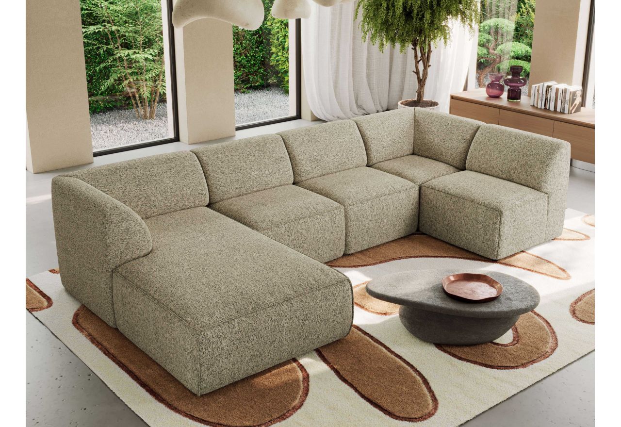 Narożnik MODARO U 6M - strona lewa - ciemnobeżowy, struktura