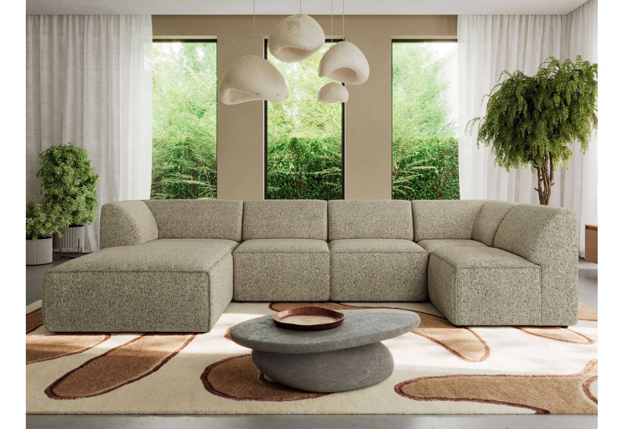 Narożnik MODARO U 6M - strona lewa - ciemnobeżowy, struktura