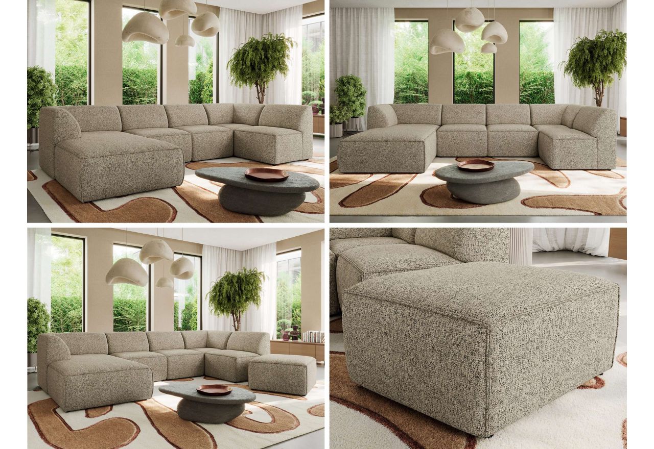 Narożnik MODARO U 6M - strona lewa - ciemnobeżowy, struktura