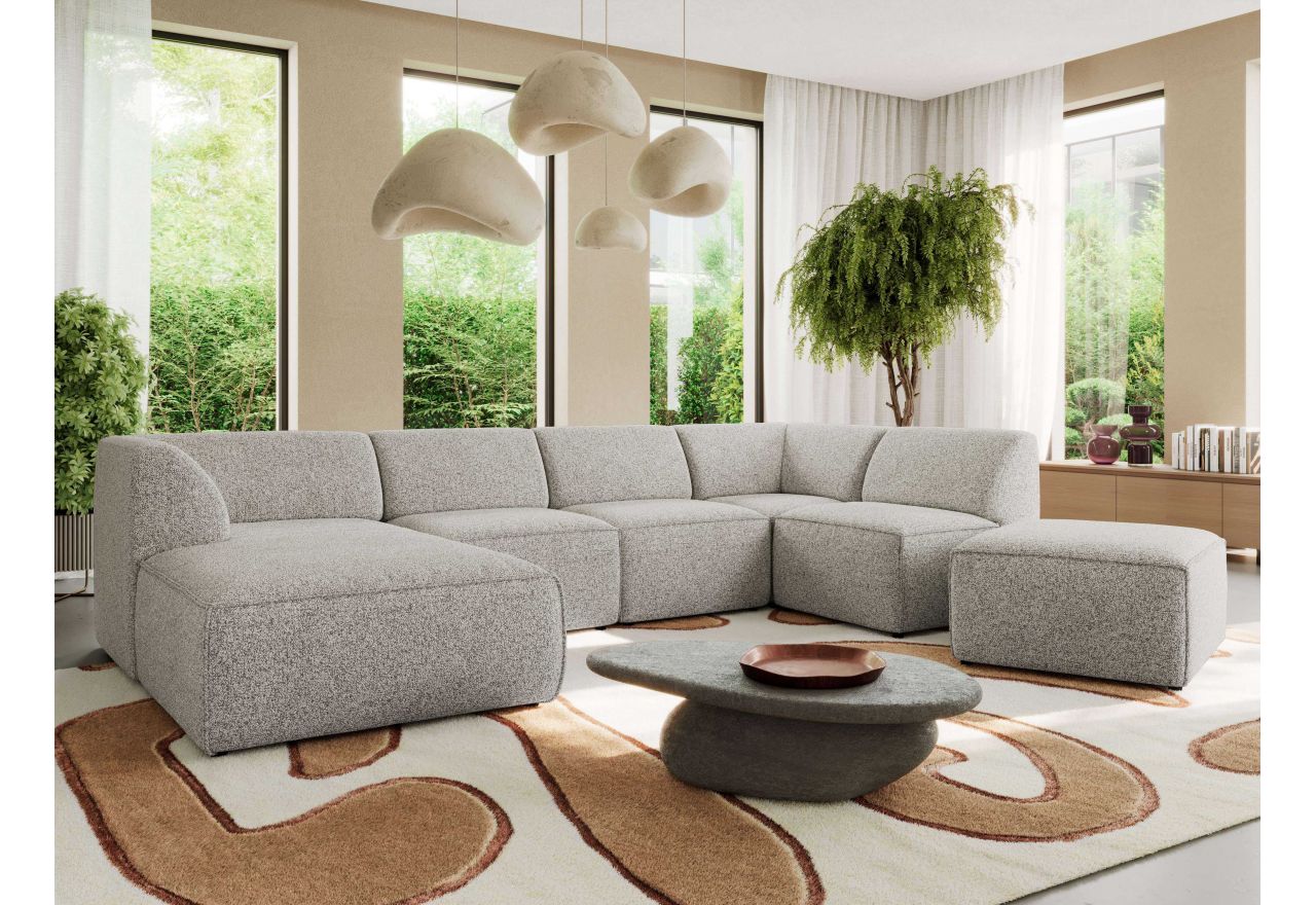 Narożnik MODARO U 6M - strona lewa - jasnoszary, struktura