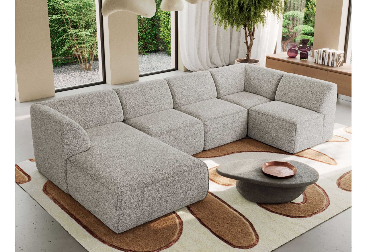 Narożnik MODARO U 6M - strona lewa - jasnoszary, struktura