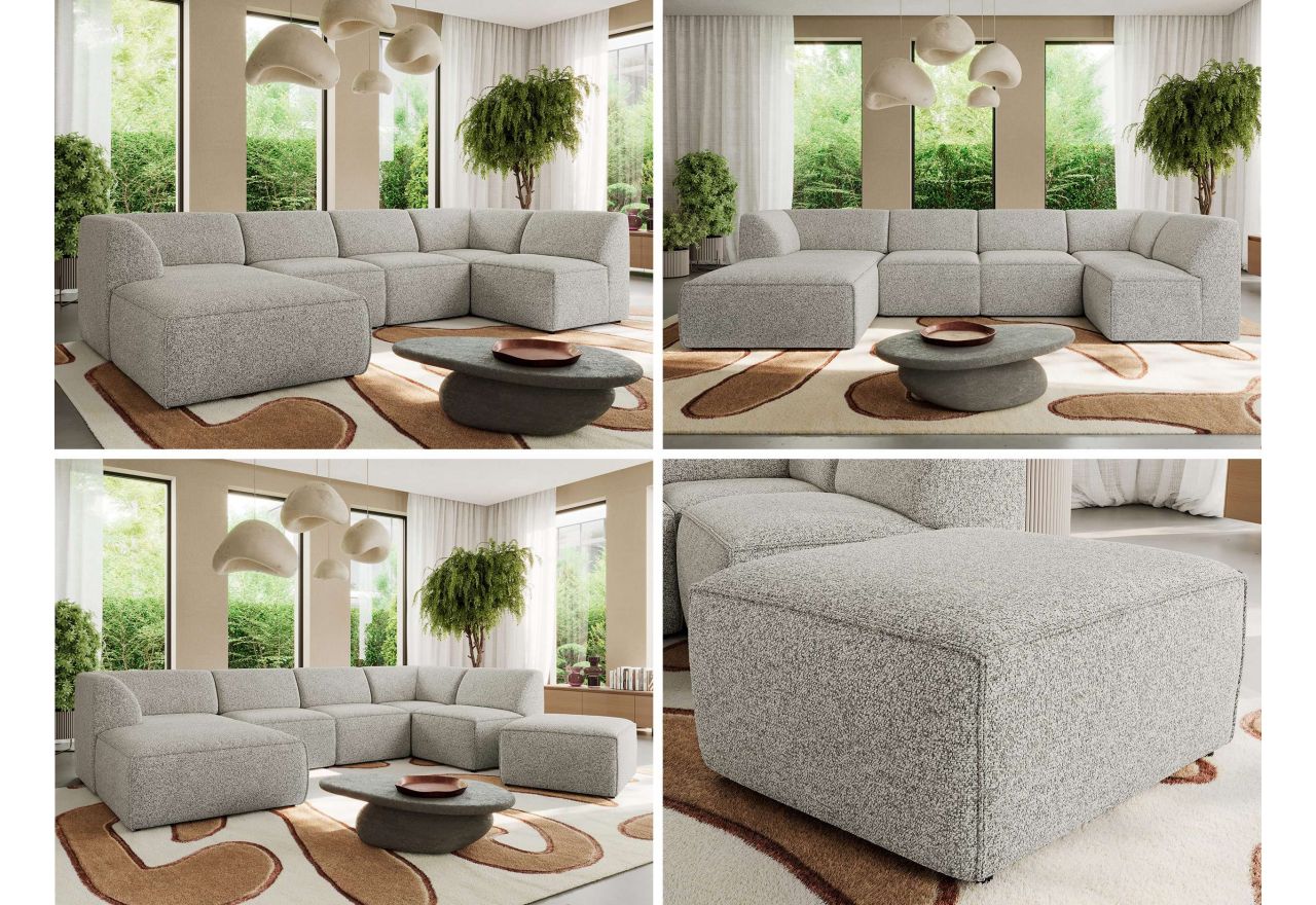 Narożnik MODARO U 6M - strona lewa - jasnoszary, struktura