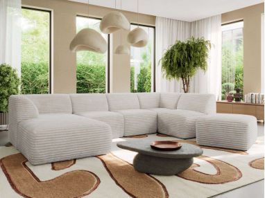 Narożnik MODARO U 6M - strona lewa - beżowy, sztruks