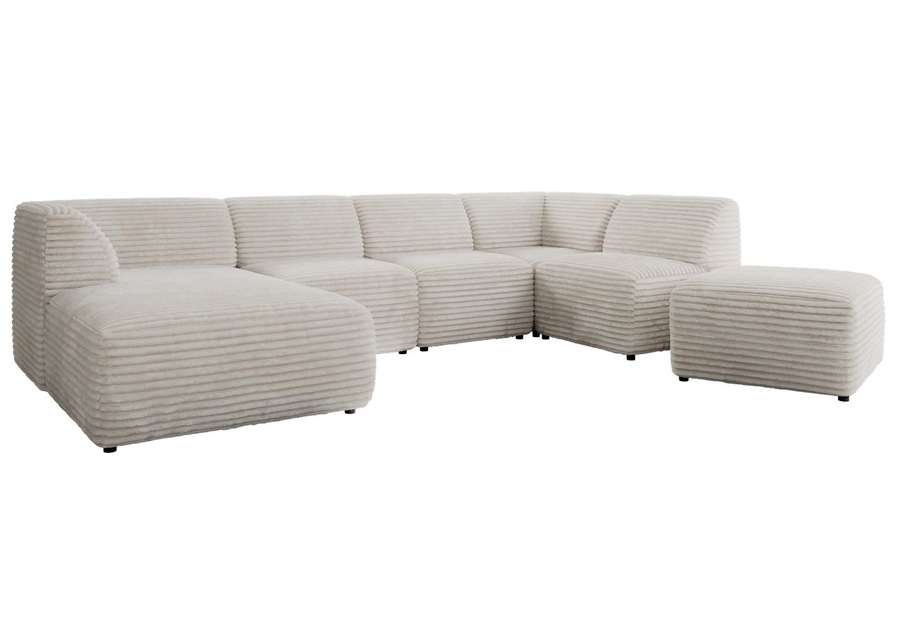 Narożnik MODARO U 6M - strona lewa - beżowy, sztruks