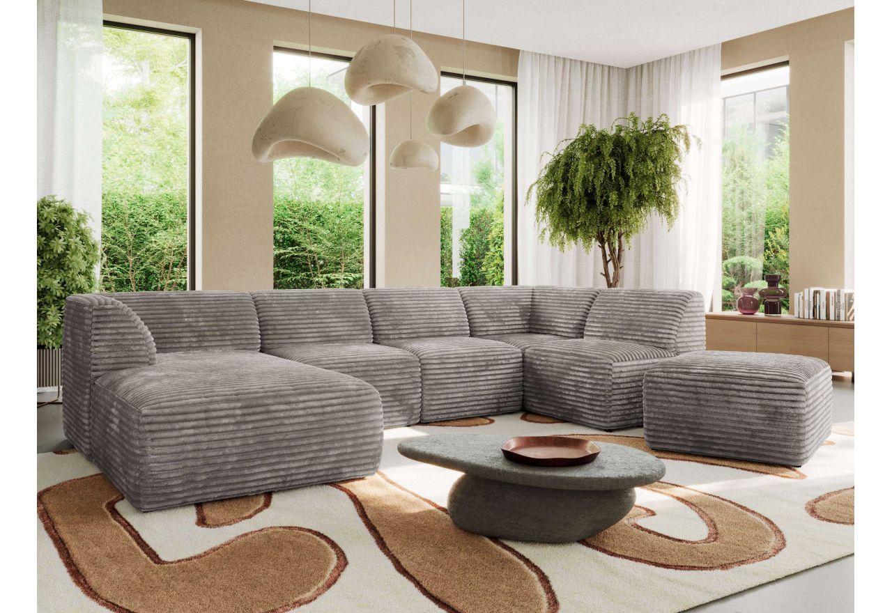 Narożnik MODARO U 6M - strona lewa - jasnobrązowy, sztruks