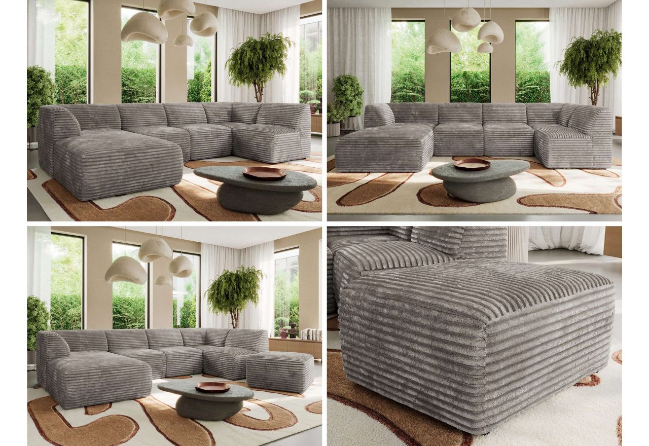 Narożnik MODARO U 6M - strona lewa - jasnobrązowy, sztruks