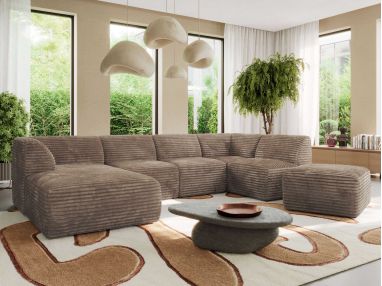 Narożnik MODARO U 6M - strona lewa - brązowy, sztruks