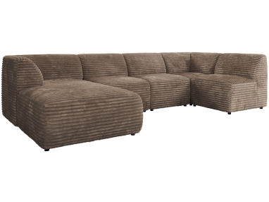 Narożnik MODARO U 6M - strona lewa - brązowy, sztruks