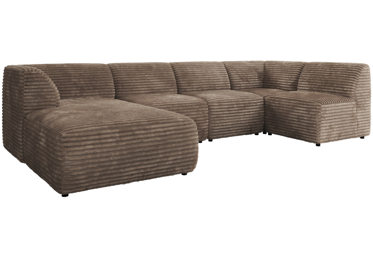 Narożnik MODARO U 6M - strona lewa - brązowy, sztruks