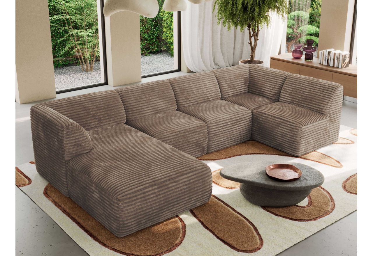 Narożnik MODARO U 6M - strona lewa - brązowy, sztruks