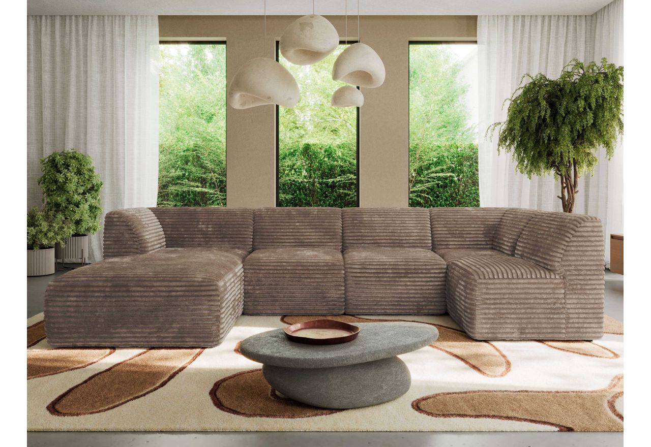 Narożnik MODARO U 6M - strona lewa - brązowy, sztruks