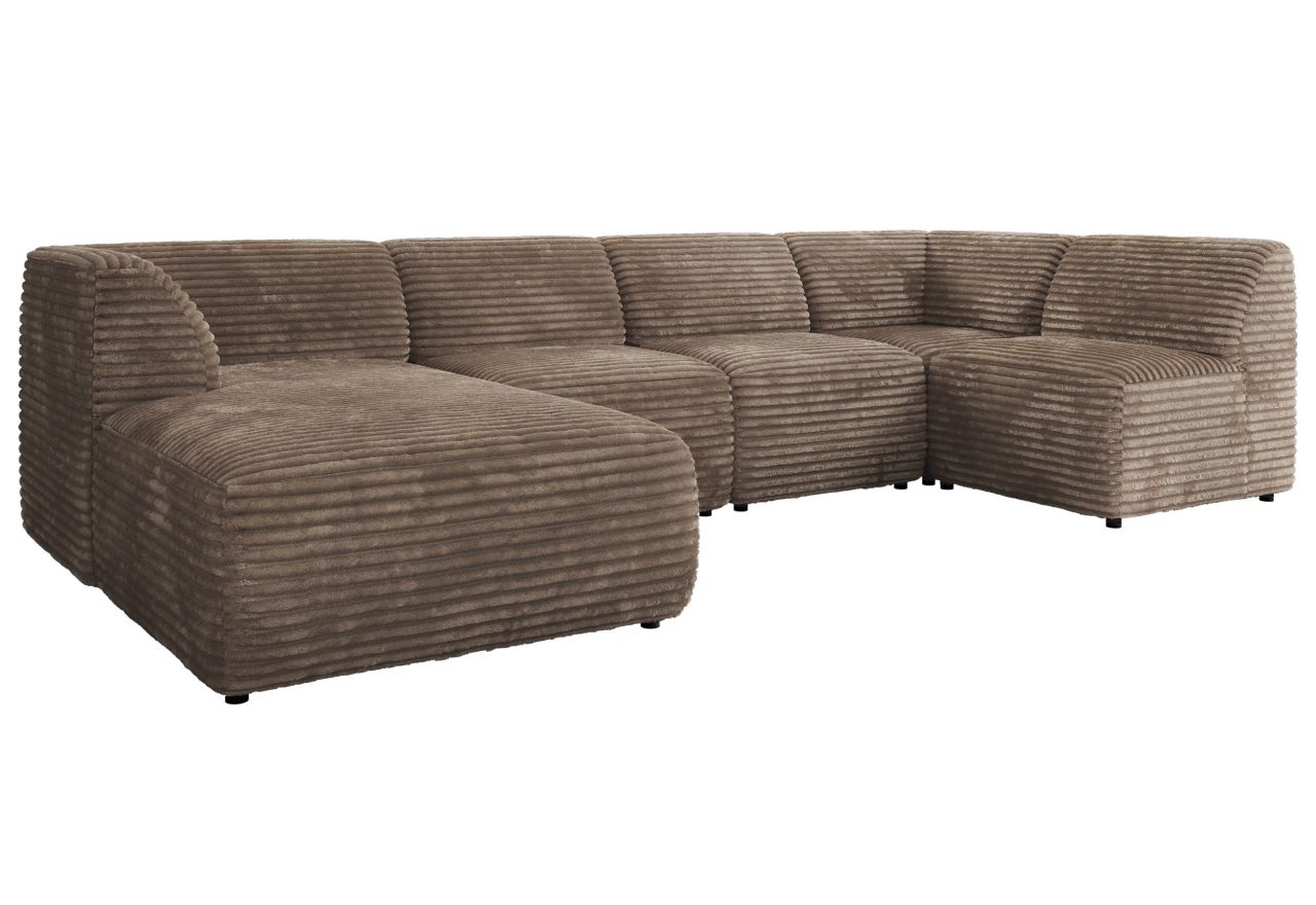 Narożnik MODARO U 6M - strona lewa - brązowy, sztruks