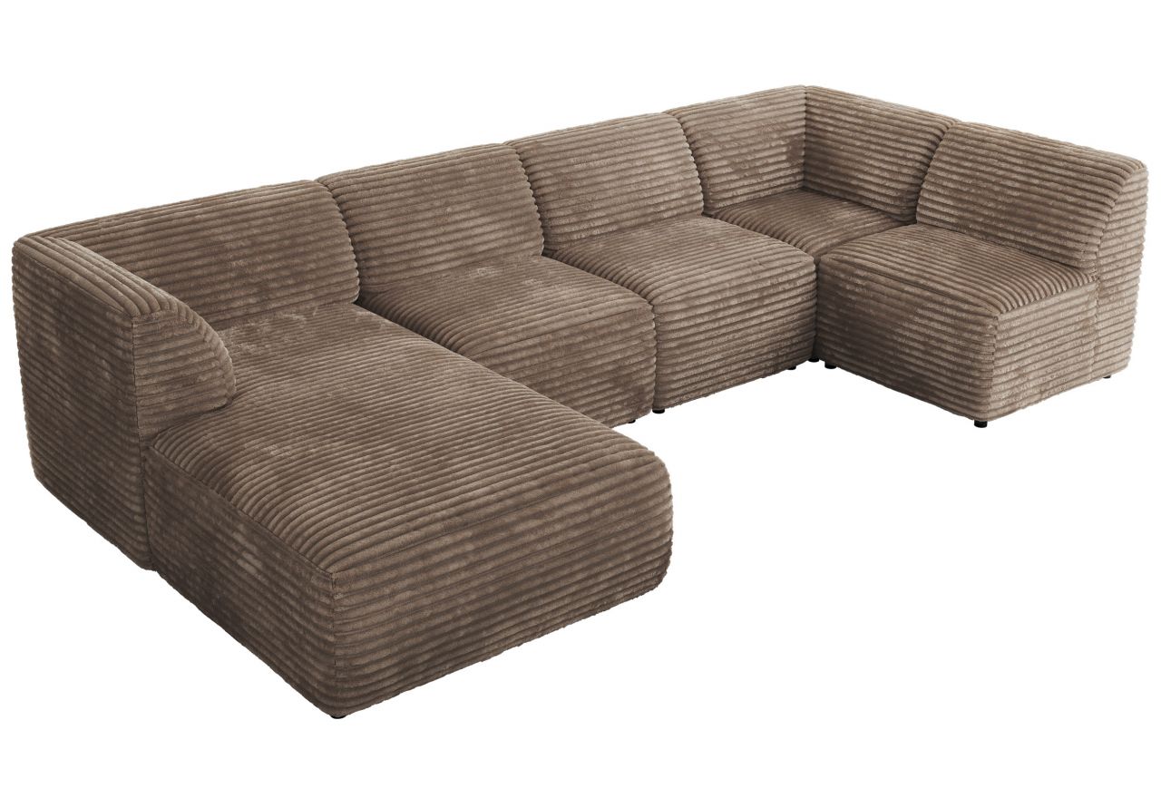 Narożnik MODARO U 6M - strona lewa - brązowy, sztruks