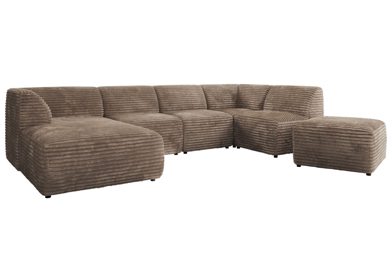 Narożnik MODARO U 6M - strona lewa - brązowy, sztruks