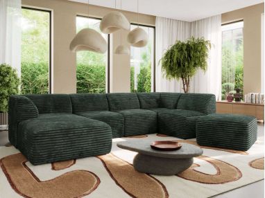 Narożnik MODARO U 6M - strona lewa - ciemnozielony, sztruks