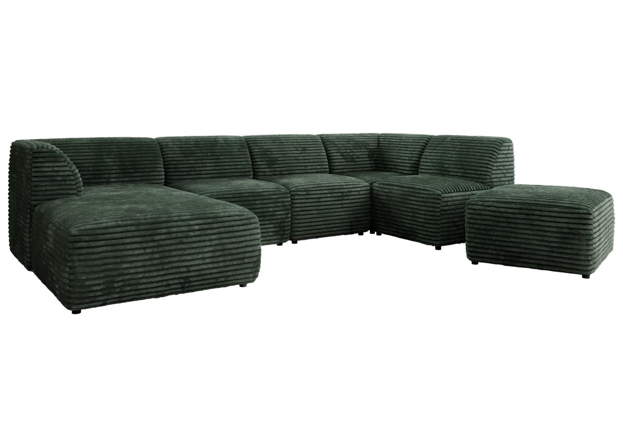 Narożnik MODARO U 6M - strona lewa - ciemnozielony, sztruks