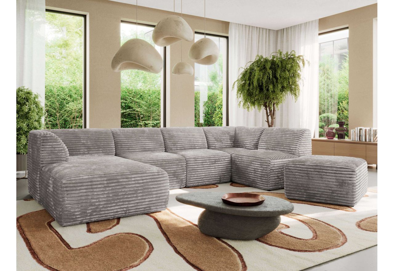 Narożnik MODARO U 6M - strona lewa - jasnoszary, sztruks