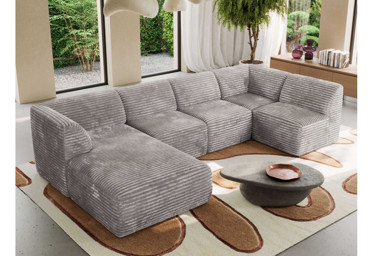 Narożnik MODARO U 6M - strona lewa - jasnoszary, sztruks