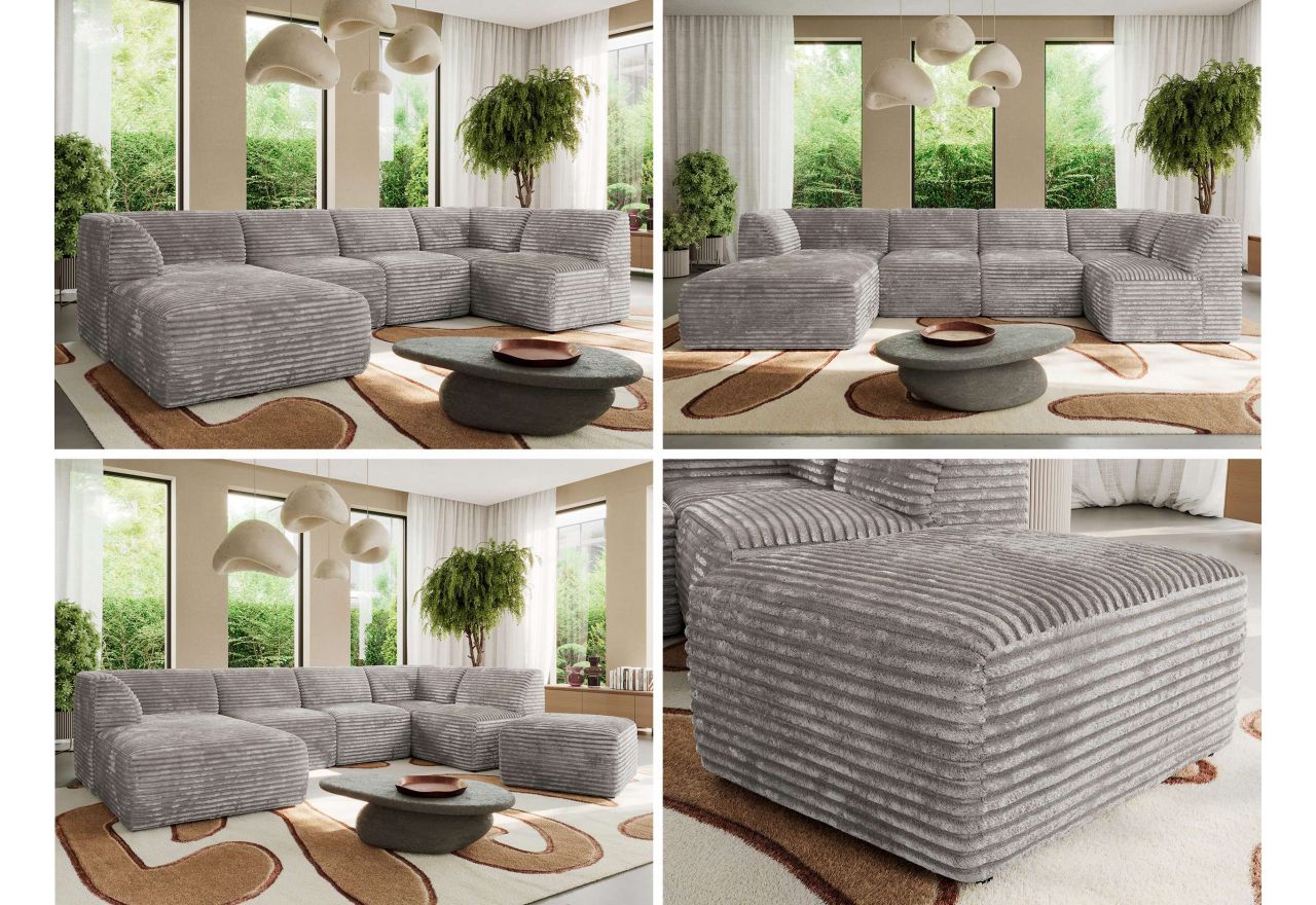 Narożnik MODARO U 6M - strona lewa - jasnoszary, sztruks