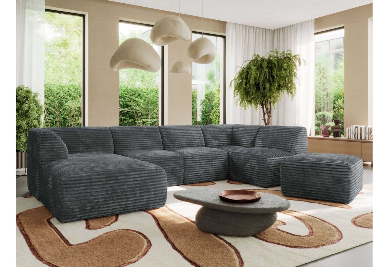 Narożnik MODARO U 6M - strona lewa - szary, sztruks