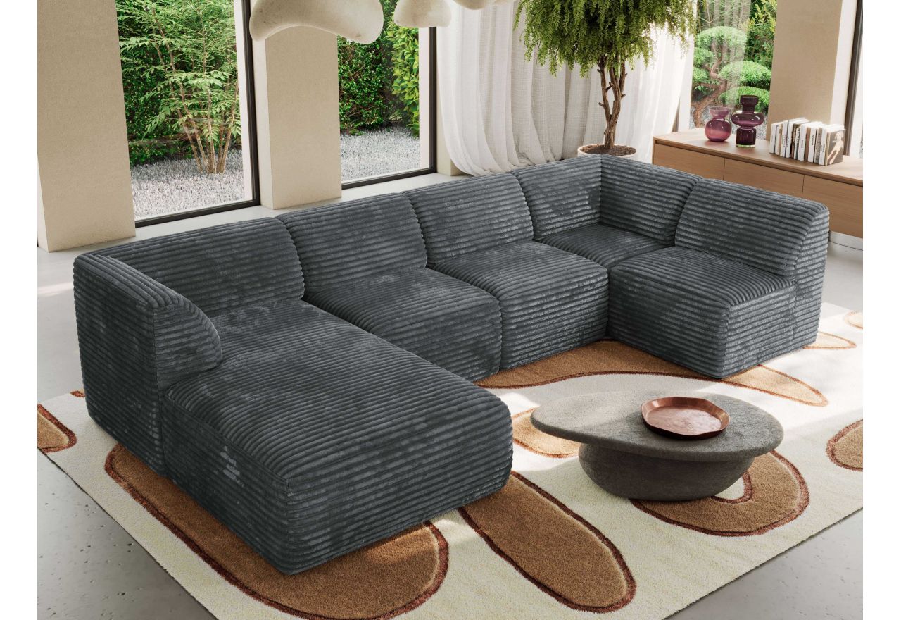 Narożnik MODARO U 6M - strona lewa - szary, sztruks