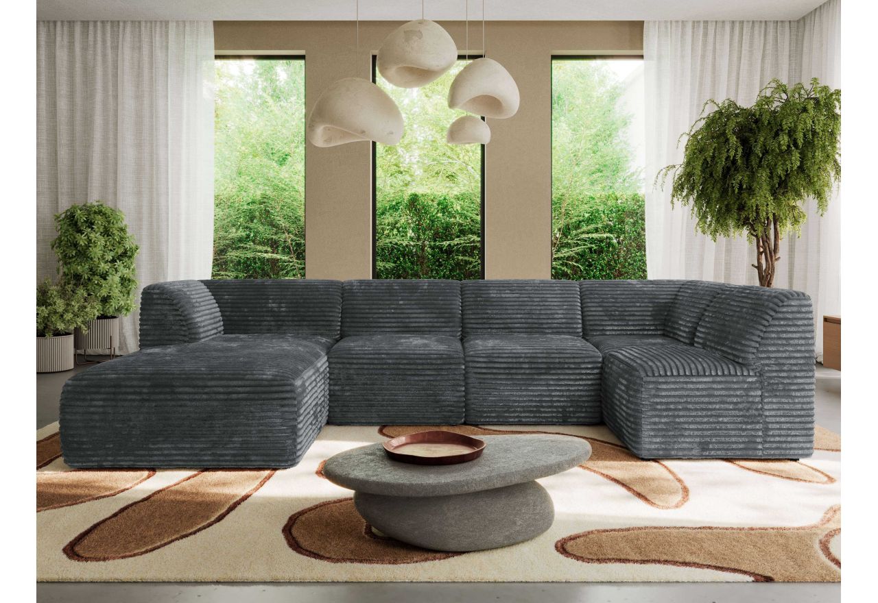 Narożnik MODARO U 6M - strona lewa - szary, sztruks