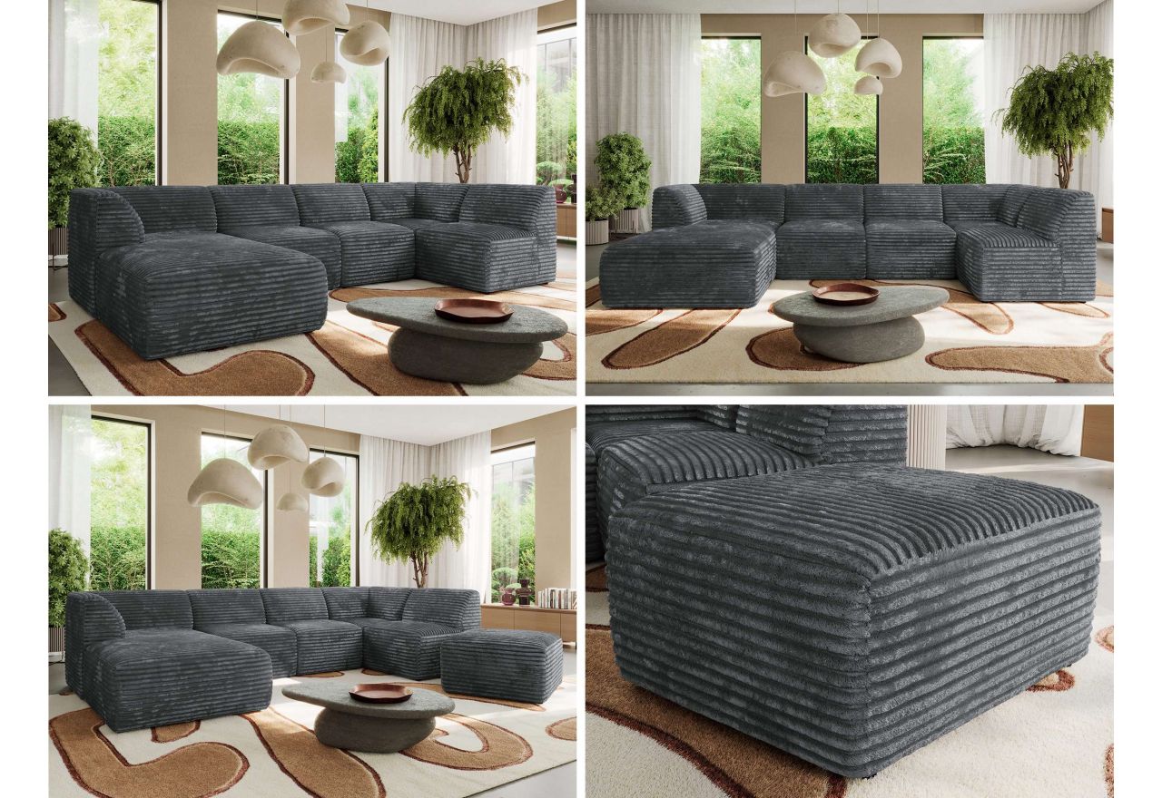 Narożnik MODARO U 6M - strona lewa - szary, sztruks