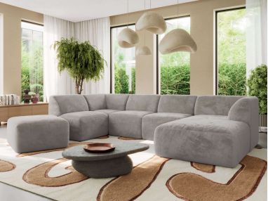 Narożnik MODARO U 6M - strona prawa - jasnoszary, plusz