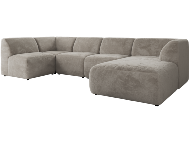 Narożnik MODARO U 6M - strona prawa - jasnoszary, plusz