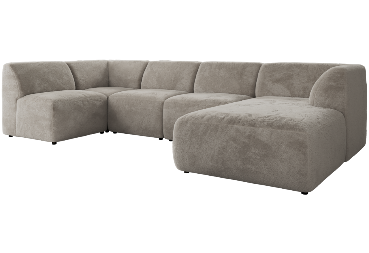 Narożnik MODARO U 6M - strona prawa - jasnoszary, plusz