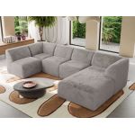 Narożnik MODARO U 6M - strona prawa - jasnoszary, plusz