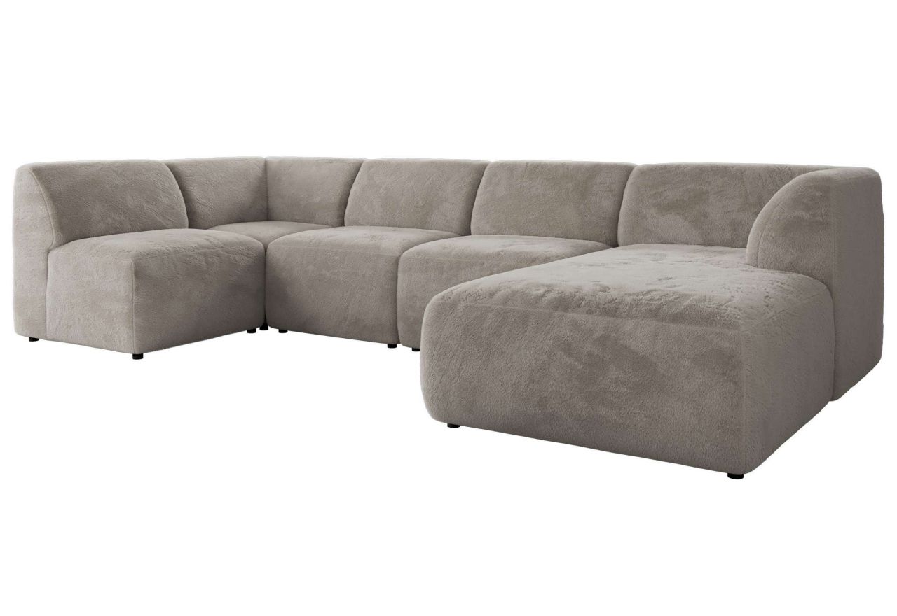 Narożnik MODARO U 6M - strona prawa - jasnoszary, plusz