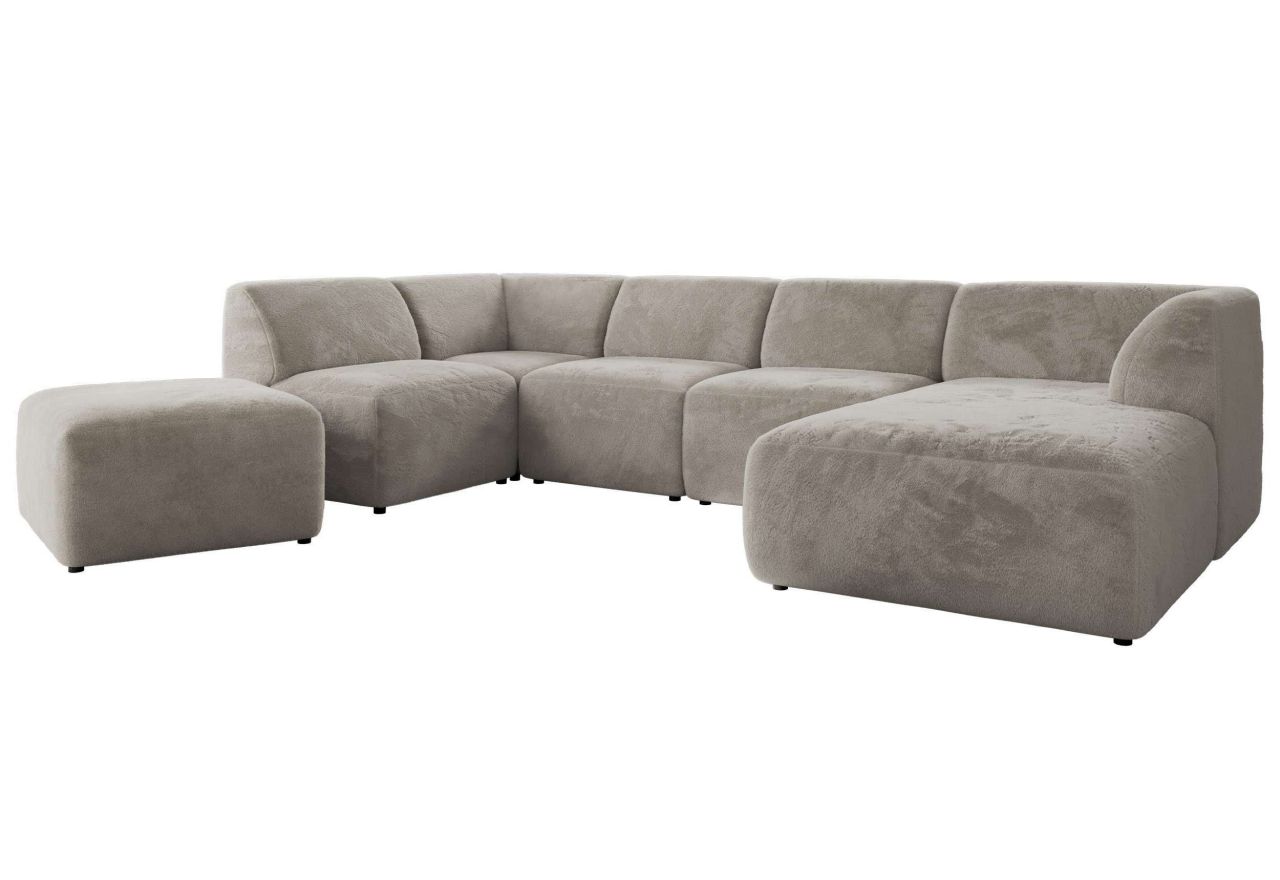 Narożnik MODARO U 6M - strona prawa - jasnoszary, plusz