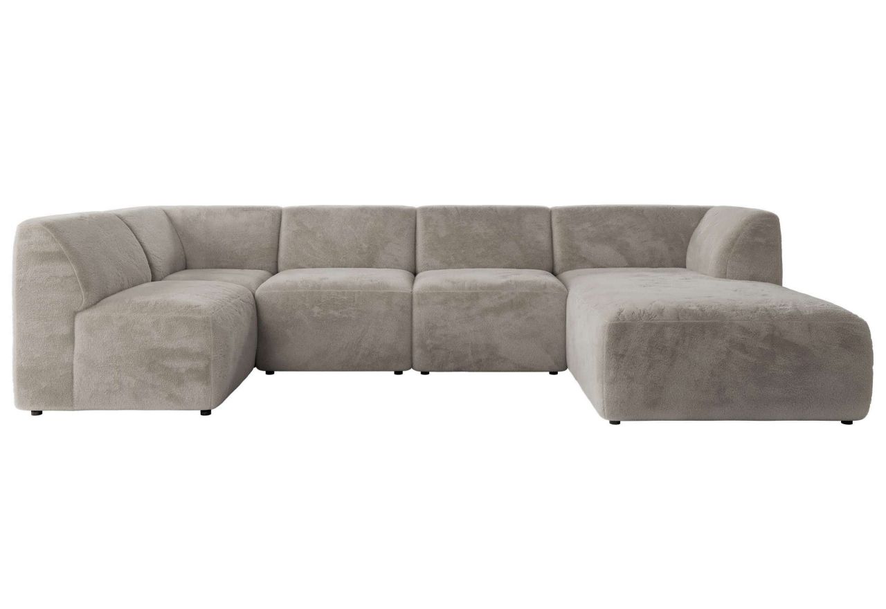 Narożnik MODARO U 6M - strona prawa - jasnoszary, plusz