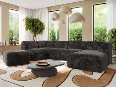 Narożnik MODARO U 6M - strona prawa - ciemnoszary, plusz