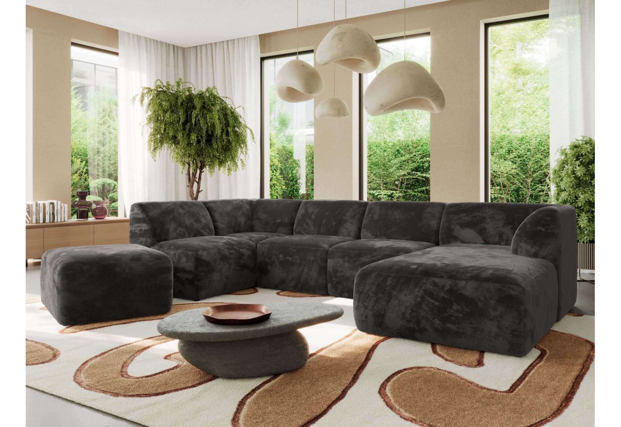 Narożnik MODARO U 6M - strona prawa - ciemnoszary, plusz