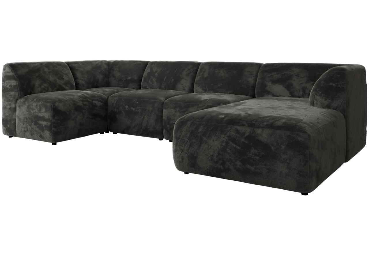 Narożnik MODARO U 6M - strona prawa - ciemnoszary, plusz