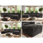 Narożnik MODARO U 6M - strona prawa - ciemnoszary, plusz