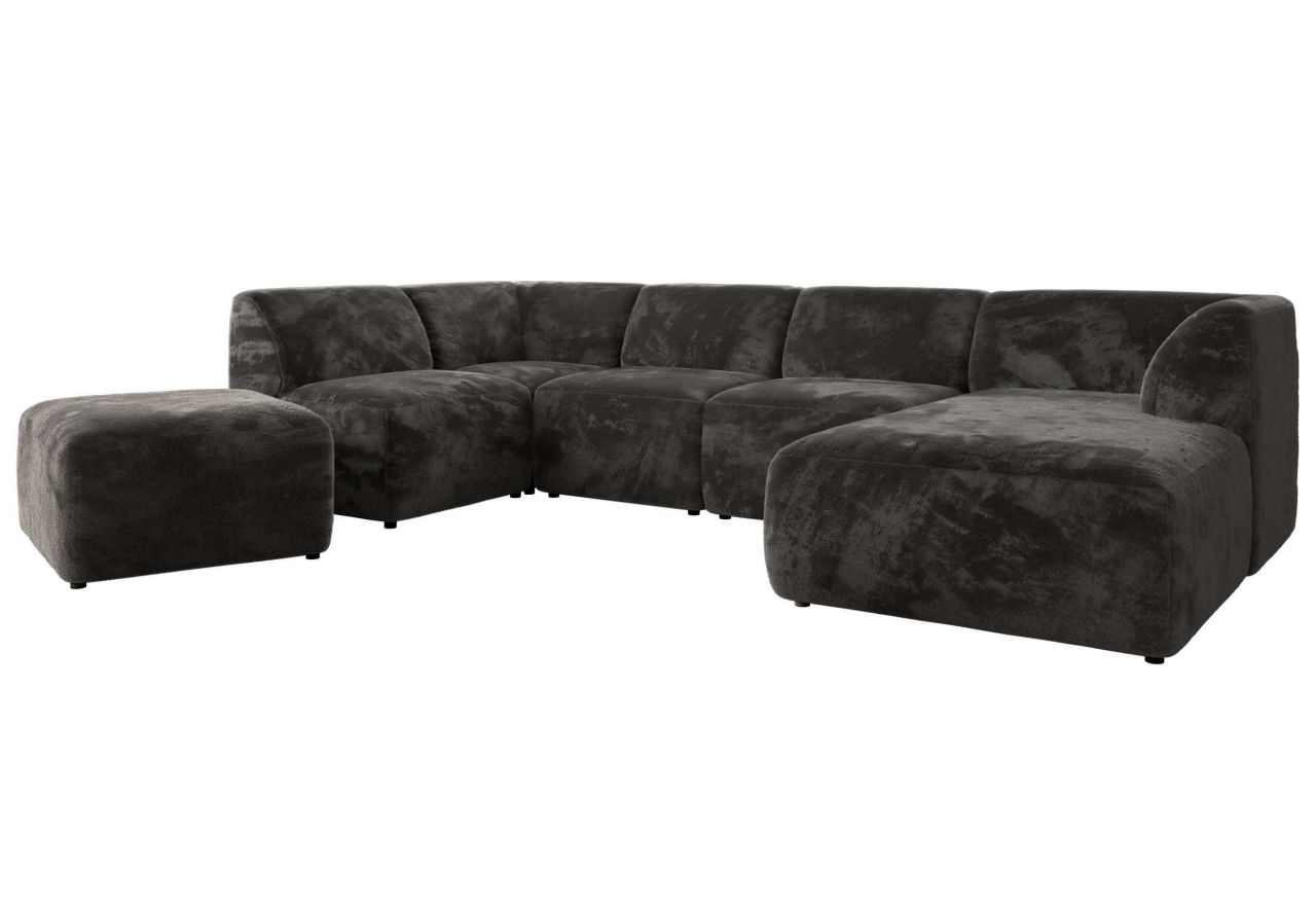 Narożnik MODARO U 6M - strona prawa - ciemnoszary, plusz