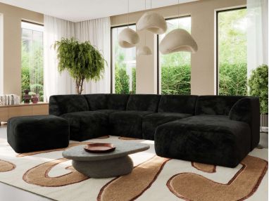 Narożnik MODARO U 6M - strona prawa - czarny, plusz