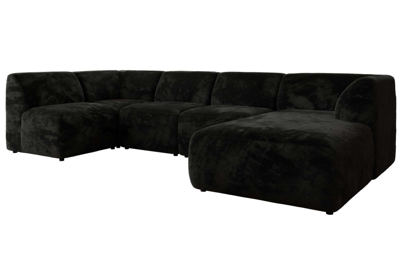 Narożnik MODARO U 6M - strona prawa - czarny, plusz