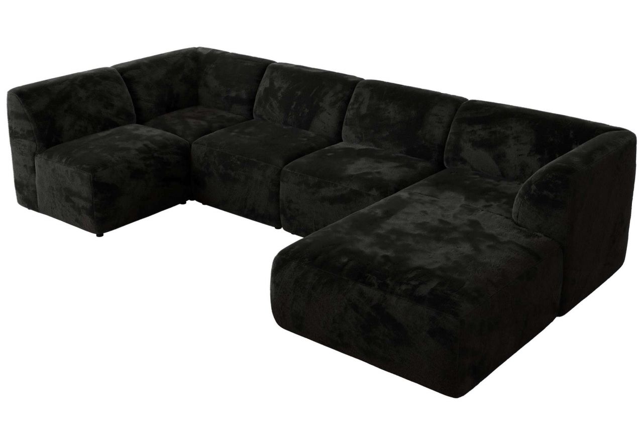 Narożnik MODARO U 6M - strona prawa - czarny, plusz