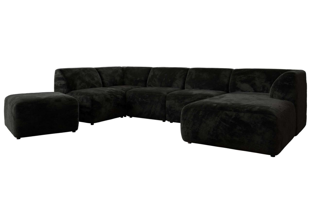 Narożnik MODARO U 6M - strona prawa - czarny, plusz