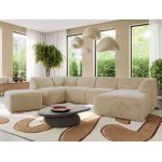 Narożnik MODARO U 6M - strona prawa - kremowy, plusz