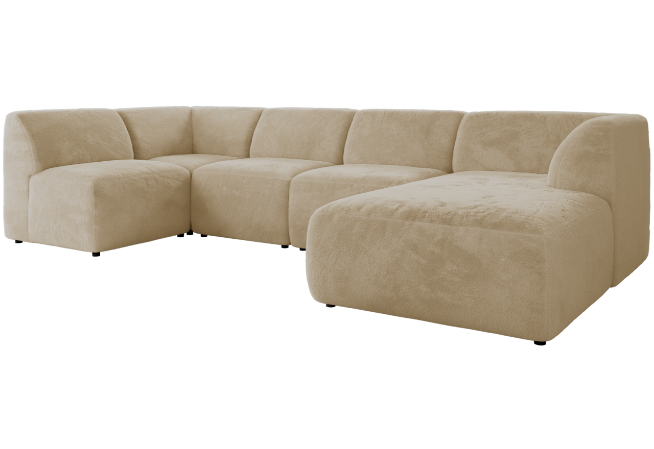 Narożnik MODARO U 6M - strona prawa - kremowy, plusz