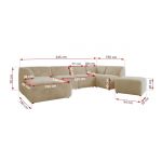 Narożnik MODARO U 6M - strona prawa - kremowy, plusz