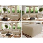 Narożnik MODARO U 6M - strona prawa - kremowy, plusz