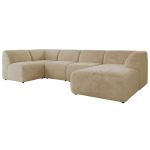 Narożnik MODARO U 6M - strona prawa - kremowy, plusz